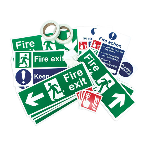 Fire Safety Signage Pack, Photoluminescent, Non Adhesive 1mm Rigid PVC Board