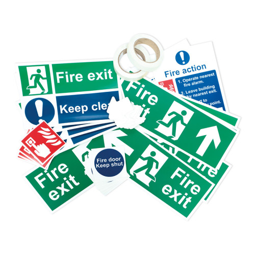 ire Safety Signage Pack, Photoluminescent, Self Adhesive Vinyl