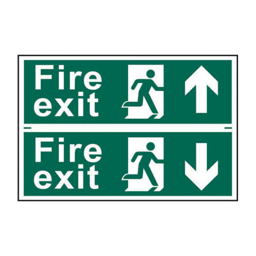 Fire exit man running arrow up/down - Self Adhesive PP (300 x 200mm)