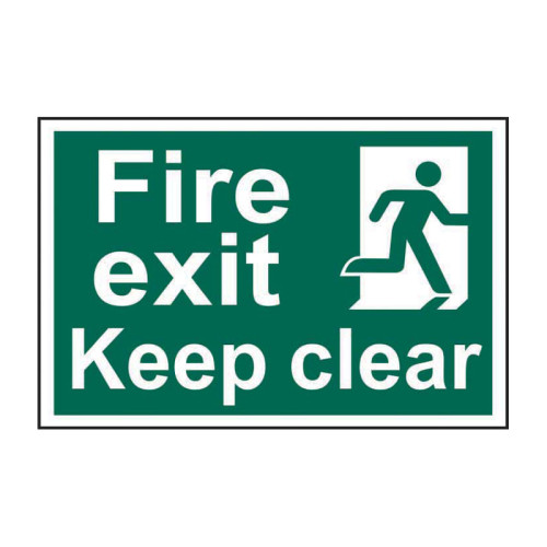 Cartello Obbligatorio "Fire Exit Keep Clear" – 200x200 Mm, Plastica Rigida 1 Mm, Conforme EN ISO 7010 - 2