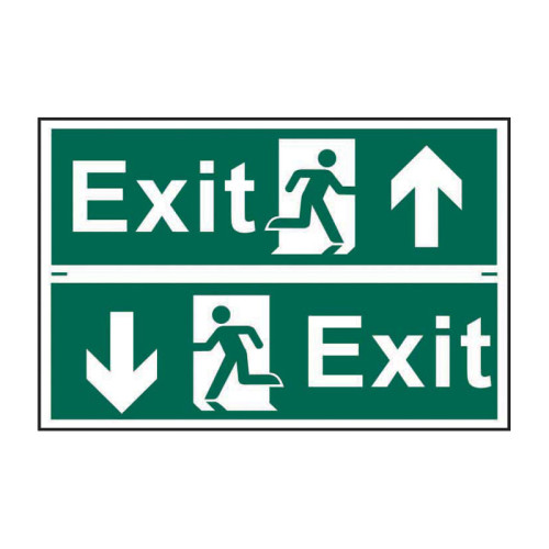 Exit man running arrow up/down - Self Adhesive PP (300 x 200mm)