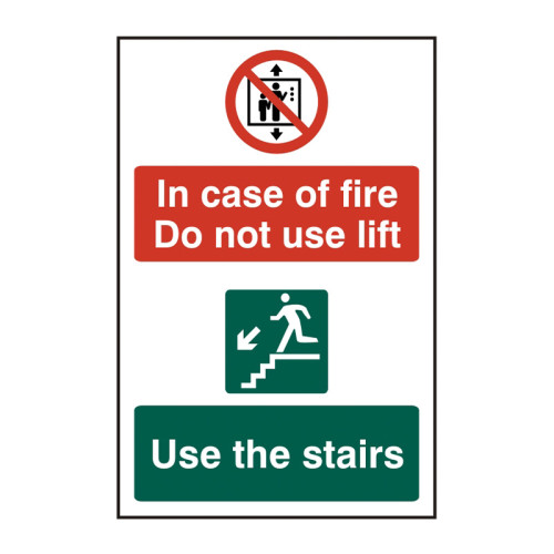 In case of fire Do not use lift Use the stairs - Self Adhesive PP (200 x 300mm)