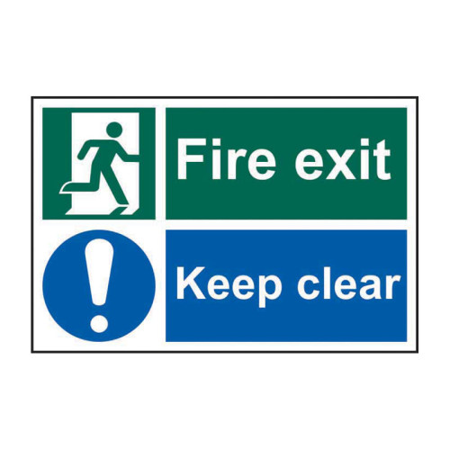Fire exit Keep clear - 1.2mm Recyclable PP (300 x 200mm)