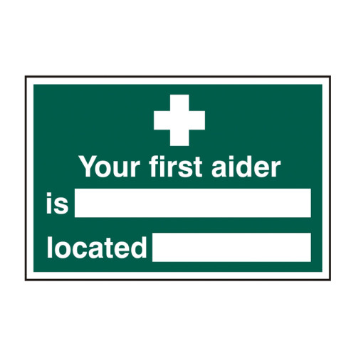 Your first aider is: Located: - Self Adhesive PP (300 x 200mm)