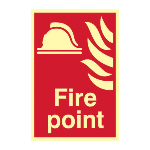 'Fire Point' Sign, 1.3mm Rigid Self Adhesive Photoluminescent (200mm x 300mm)