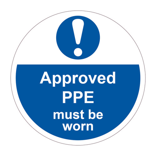 'Approved PPE Must Be Worn' Floor Graphic (400mm dia)