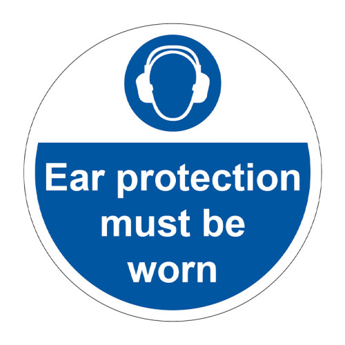 'Ear Protection Must Be Worn' Floor Graphic (400mm dia)
