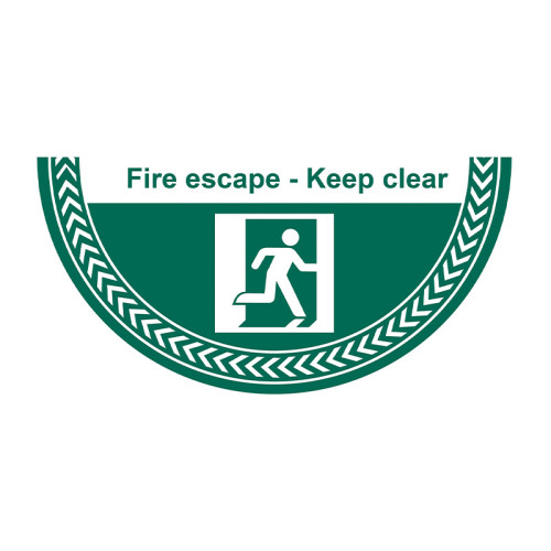 'Fire Escape Keep Exit Clear' Floor Graphic (750mm x 375mm)