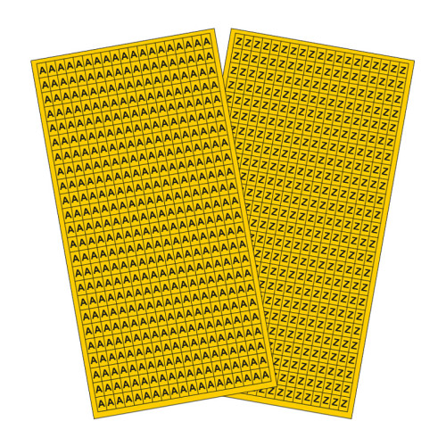 A-Z Vinyl Letter Pack - 6mm x 9.5mm - Black/Yellow