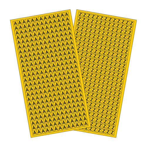 A-Z Vinyl Letter Pack - 8.5mm x 9.5mm - Black/Yellow
