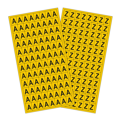 A-Z Vinyl Letter Pack - 14mm x 19mm - Black/Yellow