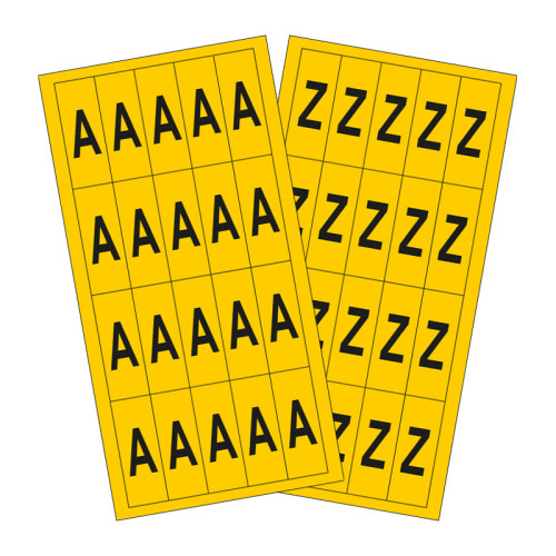A-Z Vinyl Letter Pack - 21mm x 56mm - Black/Yellow