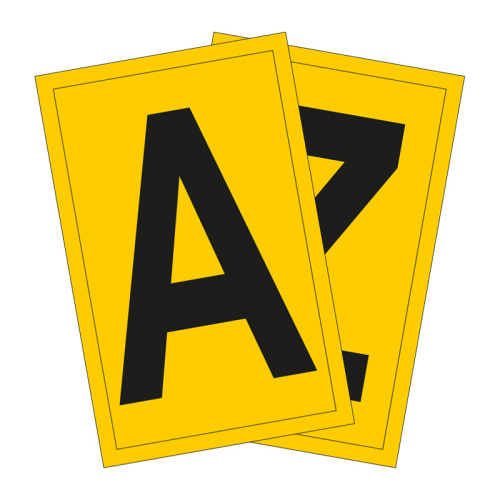 A-Z Vinyl Letter Pack - 140mm x 230mm - Black/Yellow