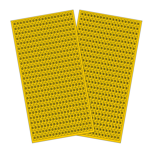 0-9 Vinyl Number Pack - 6mm x 9.5mm - Black/Yellow