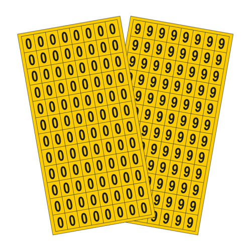0-9 Vinyl Number Pack - 14mm x 19mm - Black/Yellow