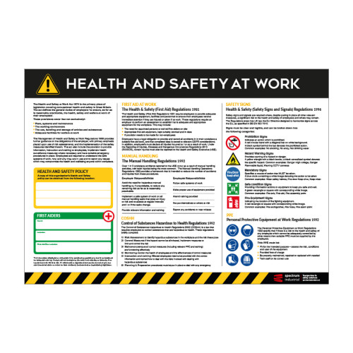 Health & Safety At Work Guide Safety Poster, 300mic PVC With Anti-scuff Face (594mm x 420mm)