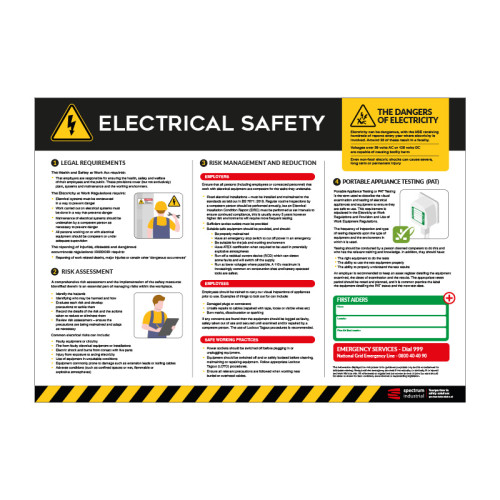 Electrical Safety Poster, 300mic PVC With Anti-scuff Face (594mm x 420mm)