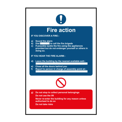 Fire action - PVC (200 x 300mm) 16337