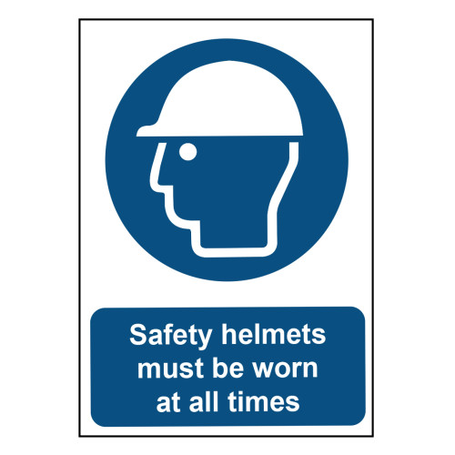 Safety helmets must be worn at all times - 1.2mm Recyclable PP (297 x 420mm)