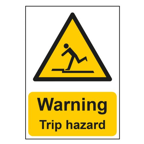 "Warning Trip Hazard" - 1.2mm Recyclable PP Sign (148mm x 210mm)
