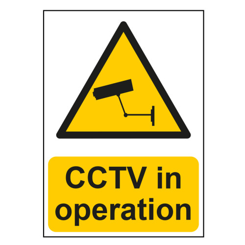 "CCTV In Operation" - 1.2mm Recyclable PP Sign (148mm x 210mm)