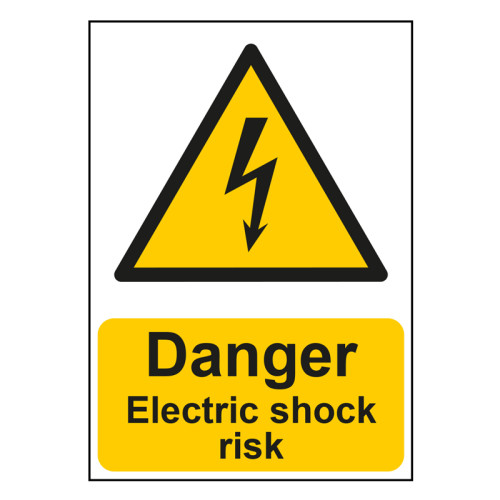 "Danger Electric Shock Risk" - 1.2mm Recyclable PP Sign (148mm x 210mm)