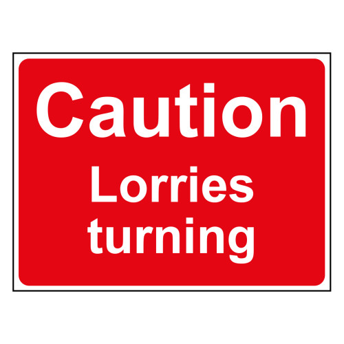 Caution Lorries turning - 1.2mm Recyclable PP (600 x 450mm)