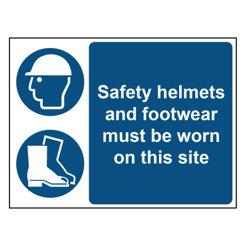 Safety helmets and footwear must be worn on this site - 1.2mm Recyclable PP (600 x 450mm)
