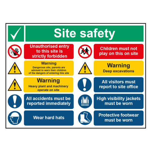 "Site Safety Notice" - 1.2mm Recyclable PP Sign (800mm x 600mm)