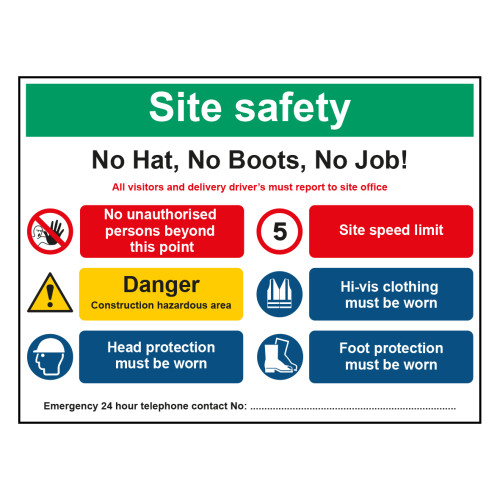 No hat, no boots, no job - 1.2mm Recyclable PP (600 x 800mm)
