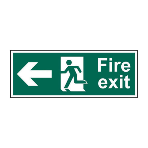 Fire exit running man arrow left 1.2mm Recyclable PP (400 x 150mm)