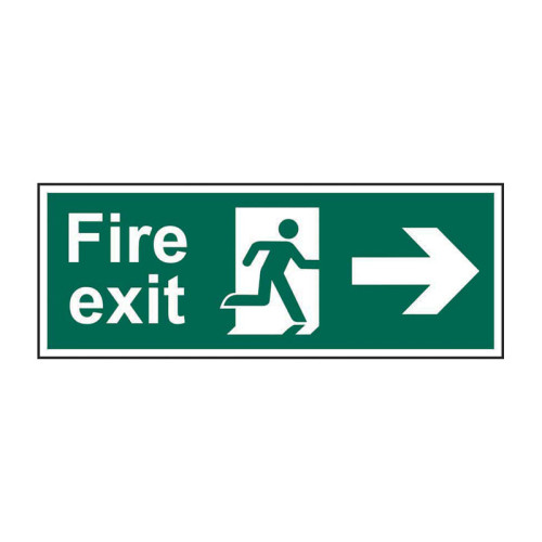 Fire exit running man arrow right Self Adhesive PP (400 x 150mm)