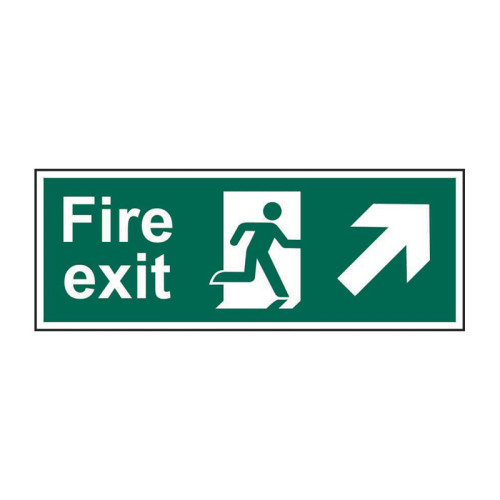 Fire exit running man arrow up/right 1.2mm Recyclable PP (400 x 150mm)
