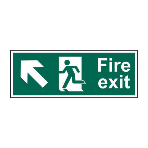 Fire exit running man arrow up/left Self Adhesive PP (400 x 150mm)