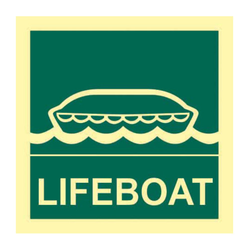 'Lifeboat' Sign, Flexible Photoluminescent Vinyl (150mm x 150mm)