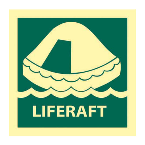 'Liferaft' Sign, Flexible Photoluminescent Vinyl (150mm x 150mm)