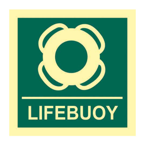 'Lifebuoy' Sign, Self-Adhesive Rigid Photoluminescent Board (150mm x 150mm)