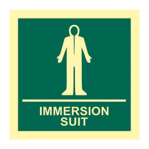 'Immersion Suit' Sign, Flexible Photoluminescent Vinyl (150mm x 150mm)