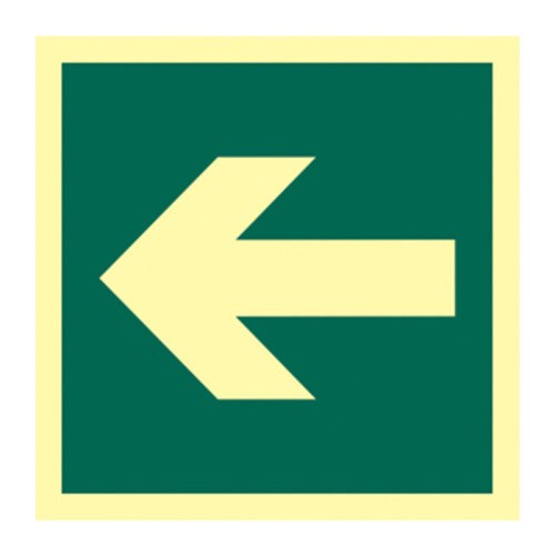 'Arrow Symbol' Sign, Flexible Photoluminescent Vinyl (150mm x 150mm)