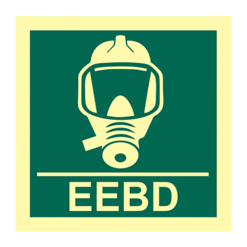 'Emergency Escape Breathing Device' Sign, Flexible Photoluminescent Vinyl (150mm x 150mm)