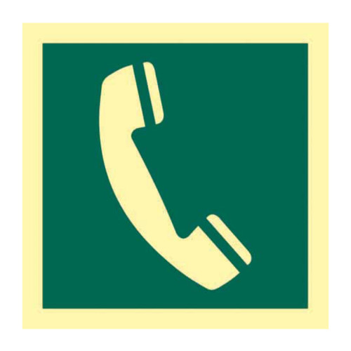 'Emergency Telephone' Sign, Flexible Photoluminescent Vinyl (150mm x 150mm)