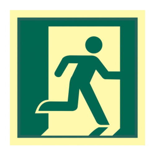 'Running Man Symbol (Right)' Sign, Flexible Photoluminescent Vinyl (150mm x 150mm)