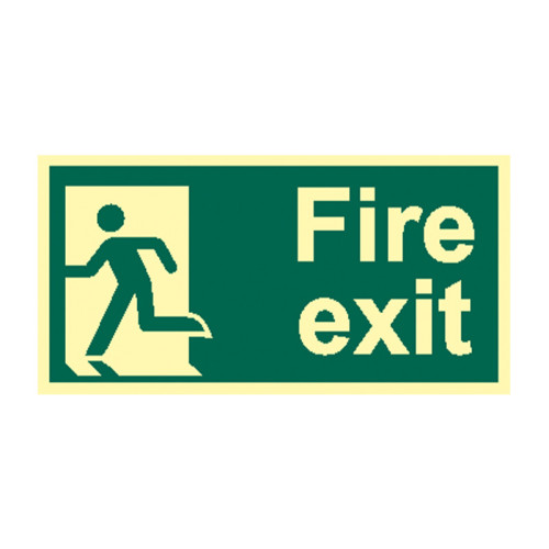 'Fire Exit (Man Left)' Sign, Flexible Photoluminescent Vinyl (300mm x 150mm)