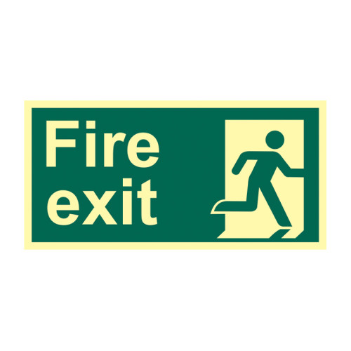 'Fire Exit (Man Right)' Sign, Flexible Photoluminescent Vinyl (300mm x 150mm)