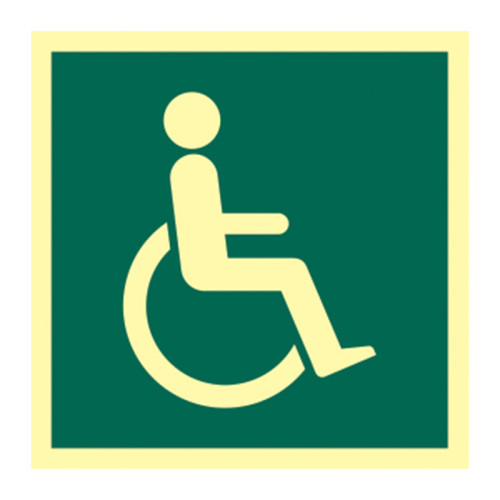'Disabled Symbol' Sign, Flexible Photoluminescent Vinyl (150mm x 150mm)