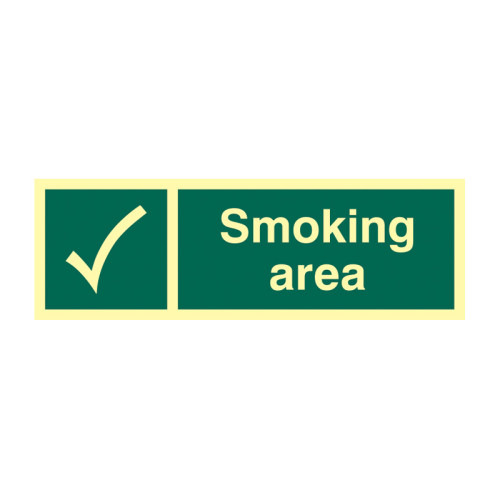 'Smoking Area' Sign, Flexible Photoluminescent Vinyl (300mm x 100mm)