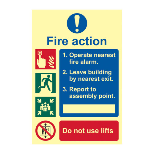 'Fire Action Procedure' Sign, Flexible Photoluminescent Vinyl (200mm x 300mm) 4