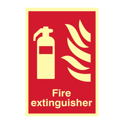 'Fire Extinguisher' Sign, Flexible Photoluminescent Vinyl (200mm x 300mm)