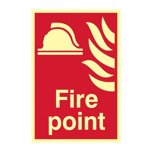 'Fire Point' Sign, Flexible Photoluminescent Vinyl (200mm x 300mm)