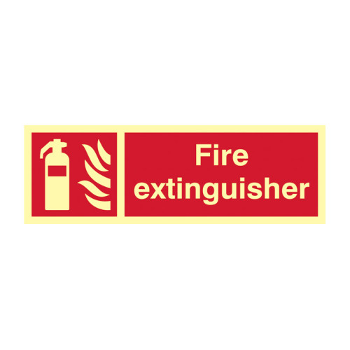'Fire Extinguisher' Sign, Flexible Photoluminescent Vinyl (300mm x 100mm)